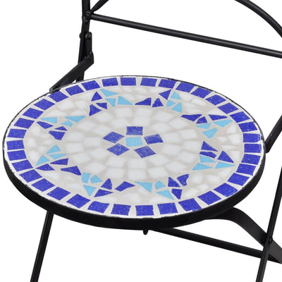 3 Piece Bistro Set Ceramic Tile Blue and White