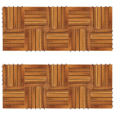 Decking Tiles Vertical Pattern 30 x 30 cm Acacia Set of 20