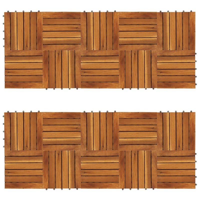 Decking Tiles Vertical Pattern 30 x 30 cm Acacia Set of 20