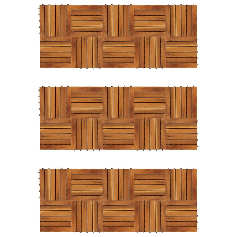 Decking Tiles Vertical Pattern 30 x 30 cm Acacia Set of 30