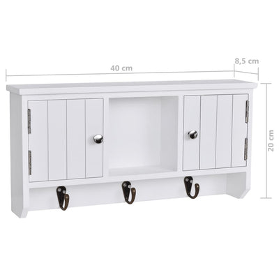 Wall Cabinet for Keys and Jewellery with Doors and Hooks