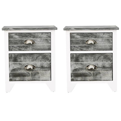 Nightstand 2 pcs with 2 Drawers Grey and White