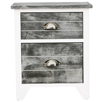 Nightstand 2 pcs with 2 Drawers Grey and White