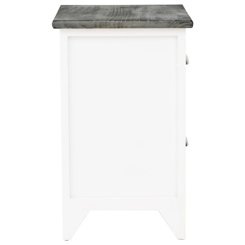 Nightstand 2 pcs with 2 Drawers Grey and White