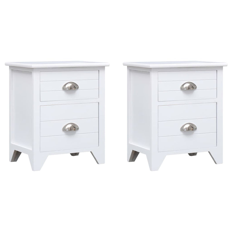 Nightstand 2 pcs with 2 Drawers White