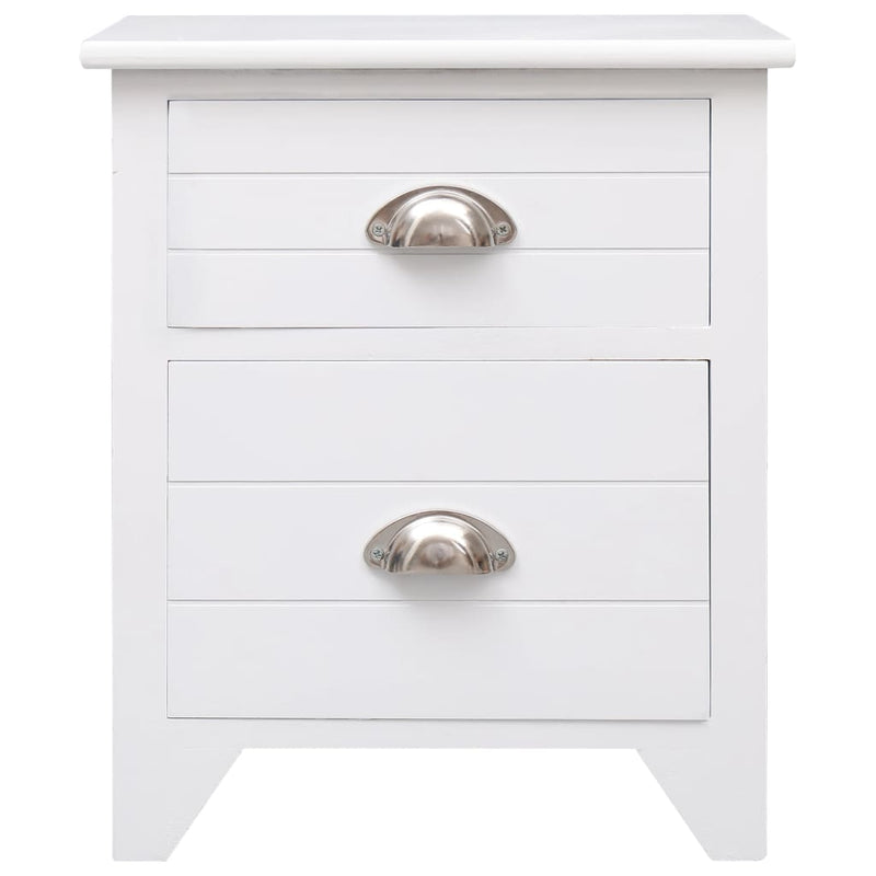 Nightstand 2 pcs with 2 Drawers White