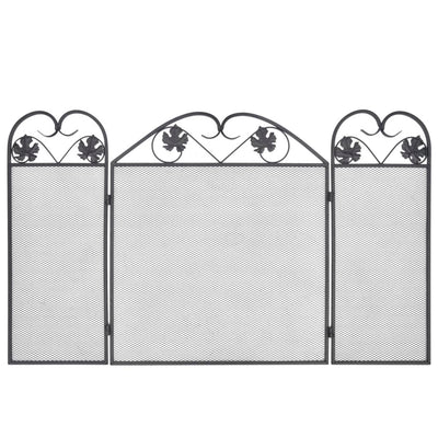 3-panel Fireplace Screen Iron Black