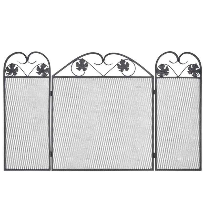 3-panel Fireplace Screen Iron Black