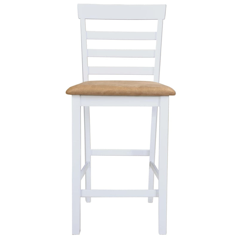 White Wooden Bar Table and 4 Bar Chairs Set