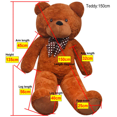 XXL Soft Plush Teddy Bear Toy Brown 135 cm