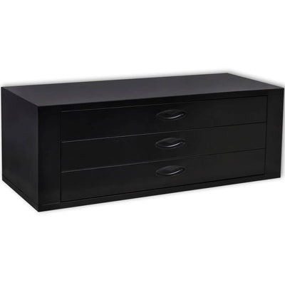 Metal Tool Chest 3 Drawers Black