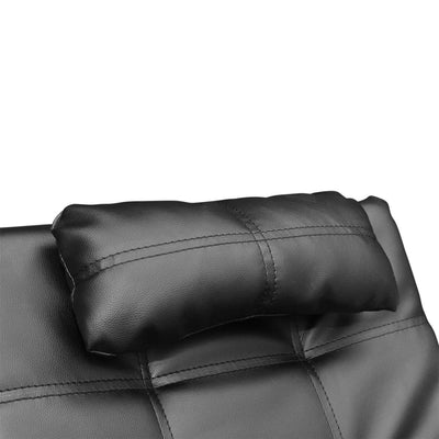 Chaise Longue with Pillow Black Faux Leather