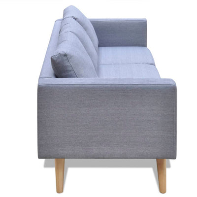 Sofa 3-Seater Fabric Light Grey