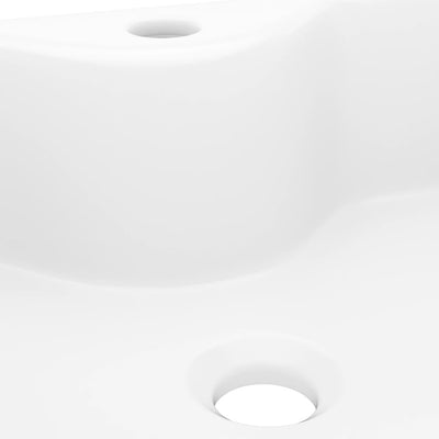 Ceramic Bathroom Sink Basin with Faucet Hole White Square