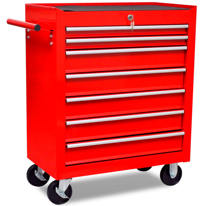 Workshop Tool Trolley 7 Drawers Red