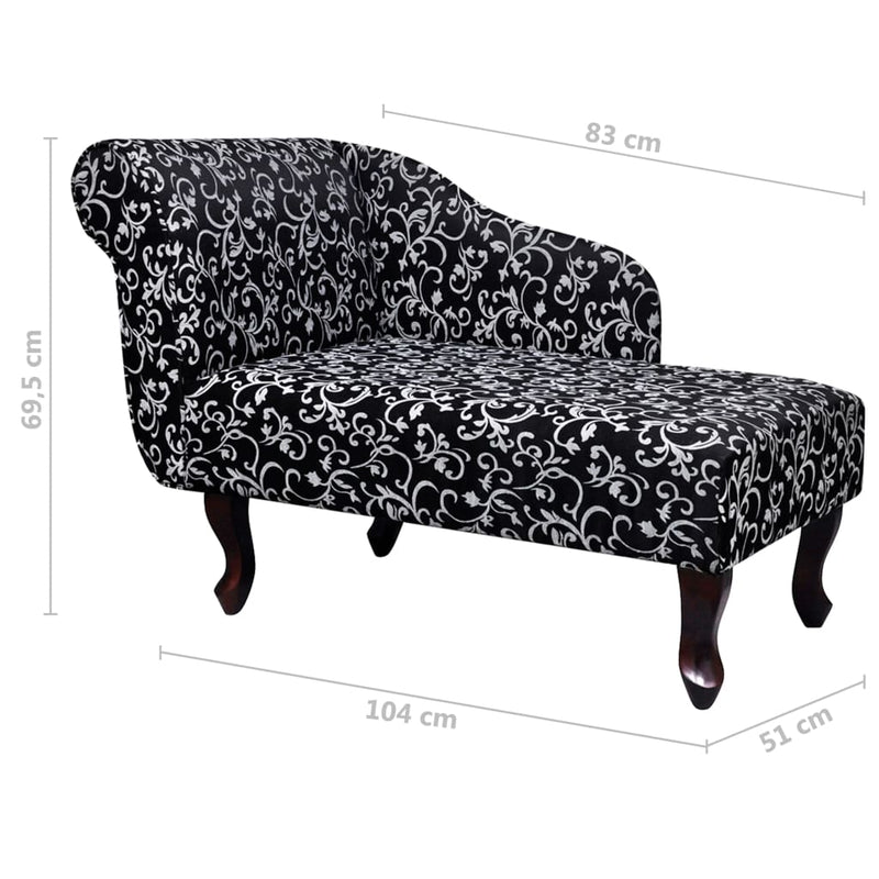 Chaise Longue Black and White Fabric