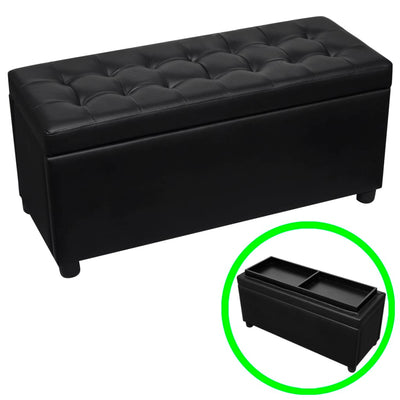 Storage Ottoman Artificial Leather Black