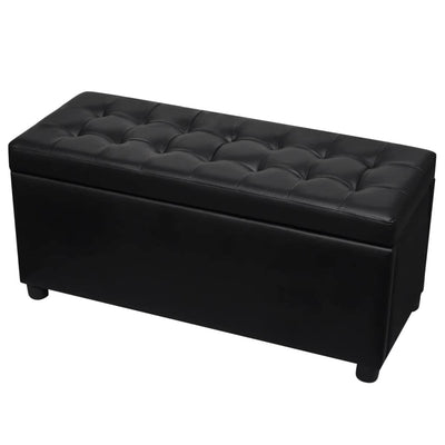 Storage Ottoman Artificial Leather Black