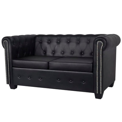 Chesterfield 2-Seater Artificial Leather Black