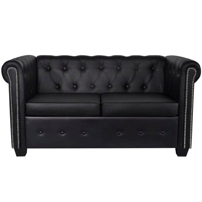 Chesterfield 2-Seater Artificial Leather Black