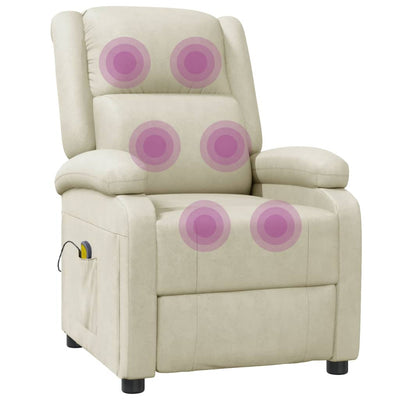 Massage Chair Cream White Faux Leather