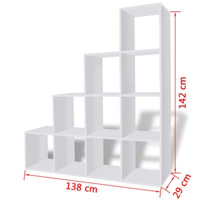 Staircase Bookcase/Display Shelf 142 cm White