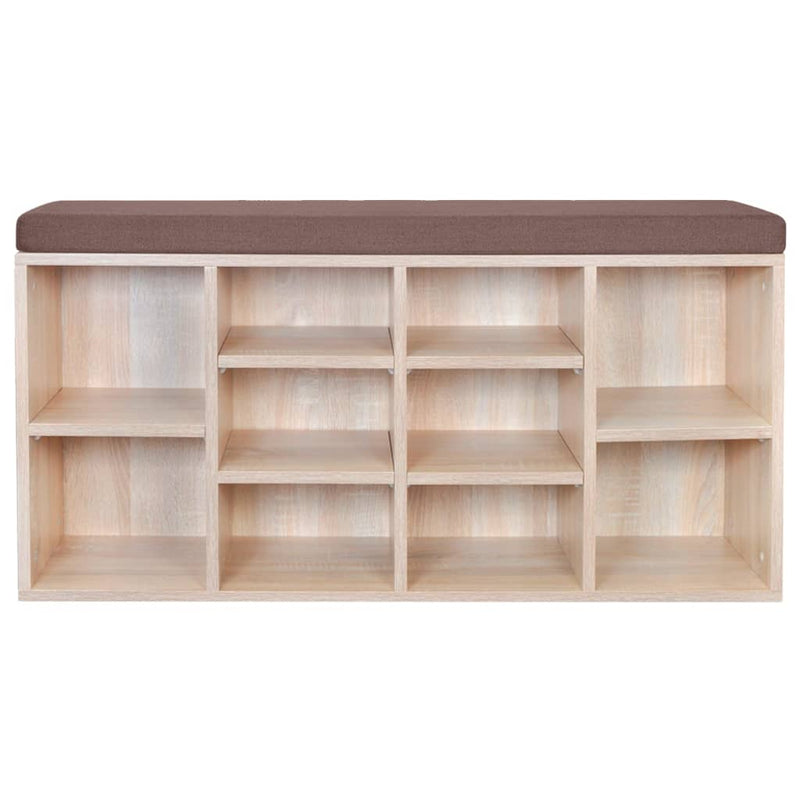 Shoe Storage Bench 10 Compartments Oak Colour