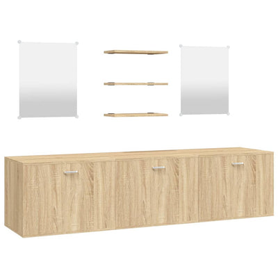 6 Piece Bathroom Furniture Set Oak Engineered Wood