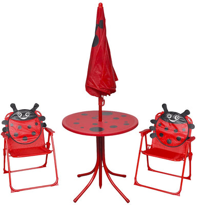 3 Piece Kids' Garden Bistro Set with Parasol Red