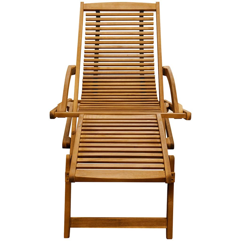 Deck Chair with Footrest Solid Acacia Wood