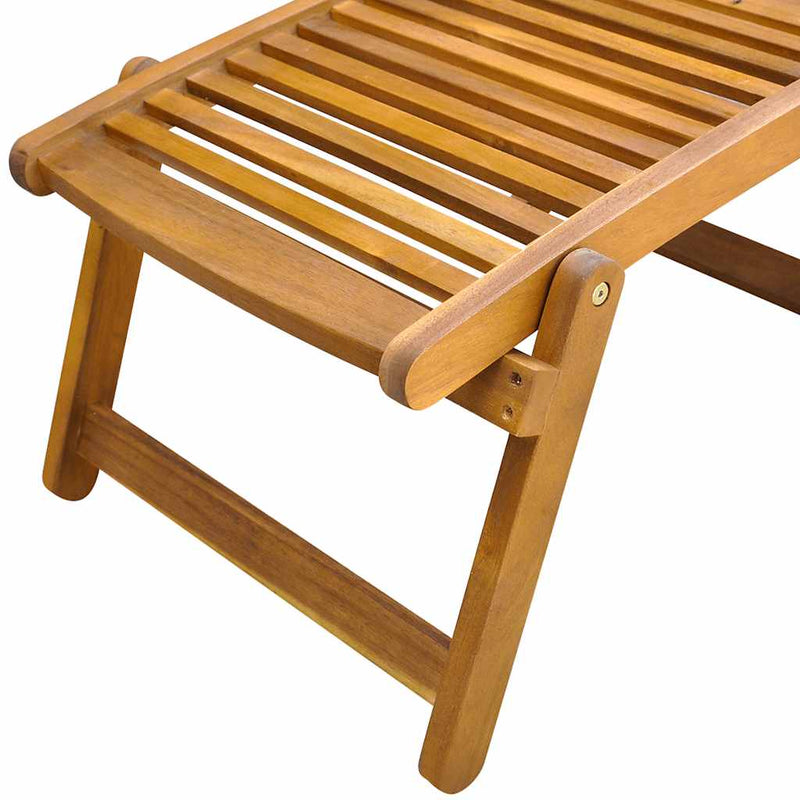 Deck Chair with Footrest Solid Acacia Wood