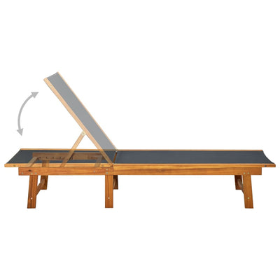 Sun Lounger Solid Acacia Wood and Textilene