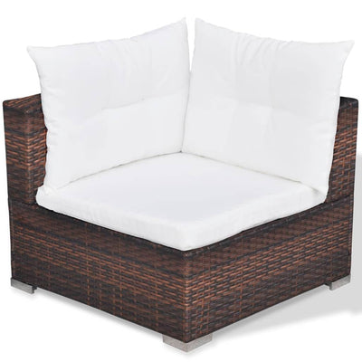 5 Piece Garden Lounge Set with Cushions Poly Rattan Brown