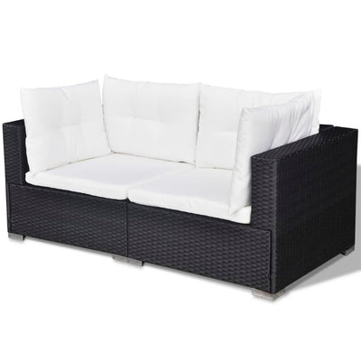 5 Piece Garden Lounge Set with Cushions Poly Rattan Black