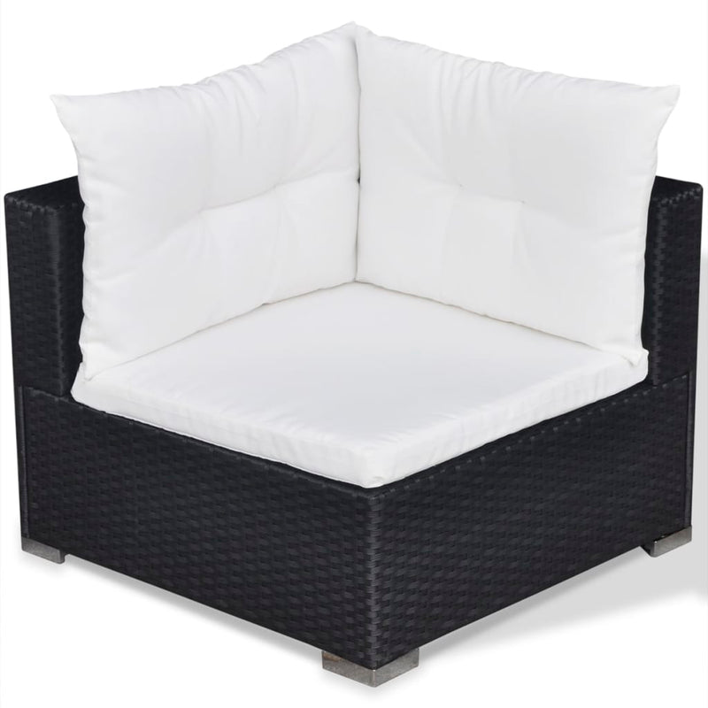 5 Piece Garden Lounge Set with Cushions Poly Rattan Black