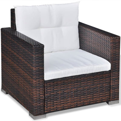 6 Piece Garden Lounge Set with Cushions Poly Rattan Brown