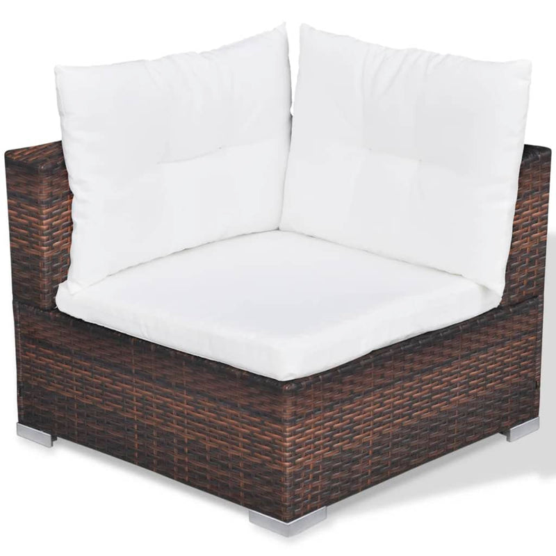 10 Piece Garden Lounge Set with Cushions Poly Rattan Brown