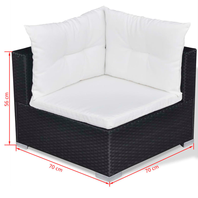 10 Piece Garden Lounge Set with Cushions Poly Rattan Black