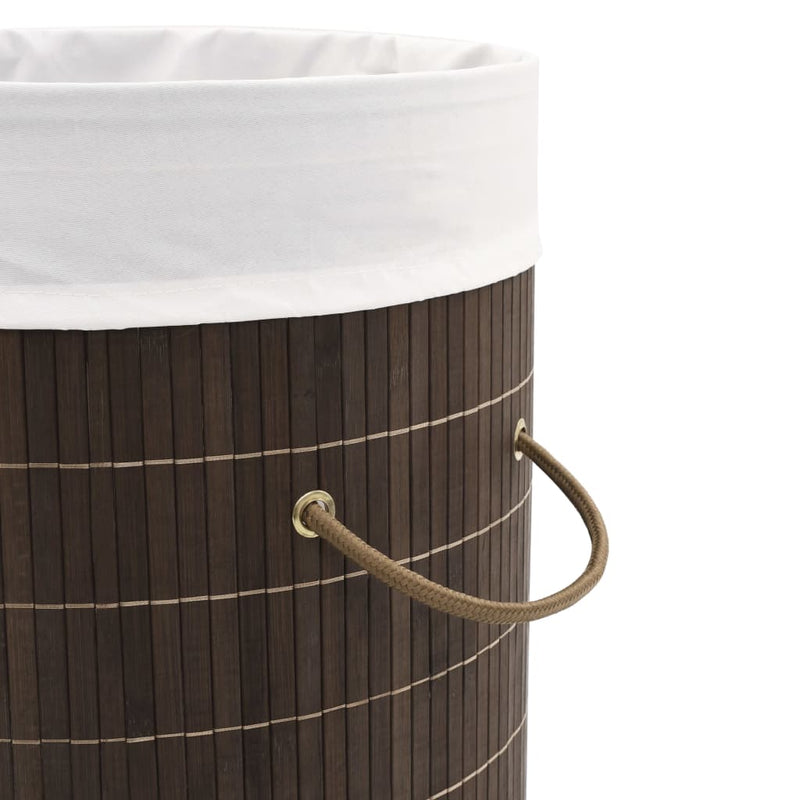 Bamboo Laundry Bin Round Dark Brown