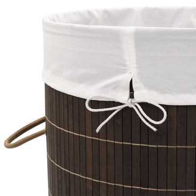 Bamboo Laundry Bin Round Dark Brown