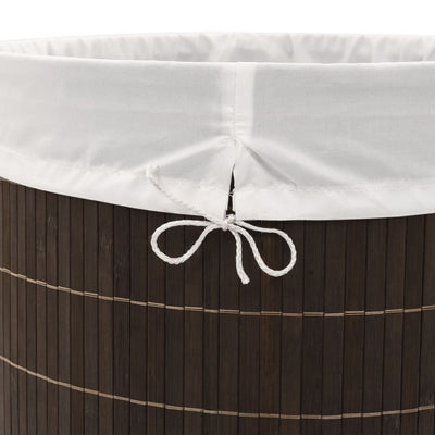 Bamboo Laundry Bin Oval Dark Brown