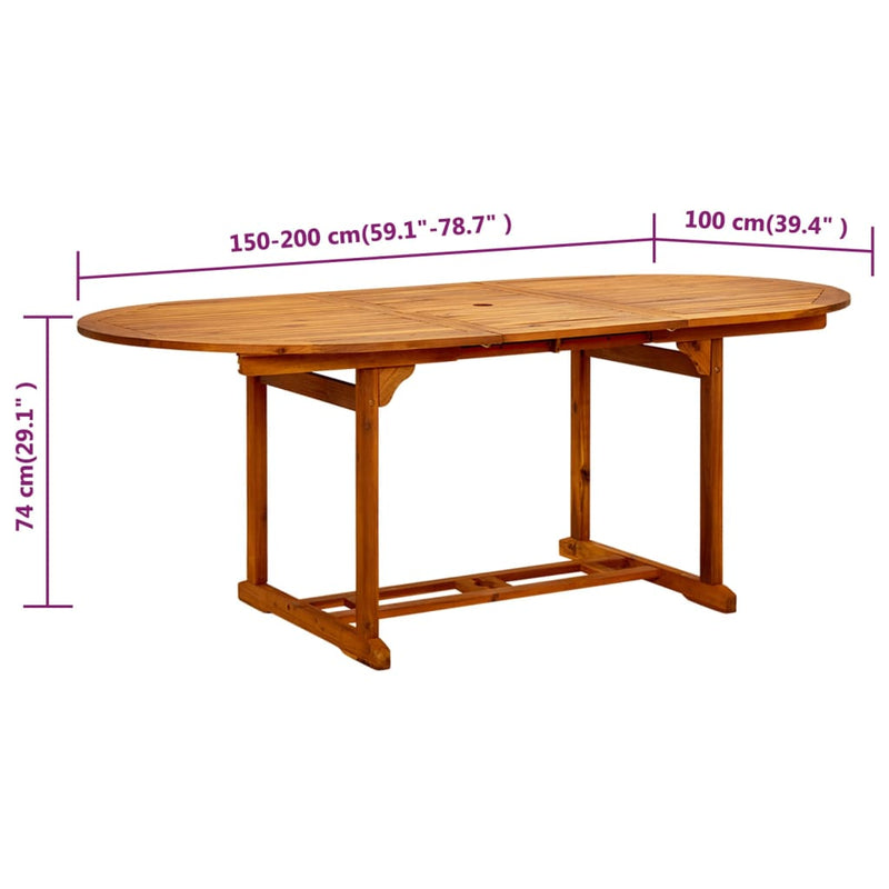 Garden Table 200x100x75 cm Solid Wood Acacia