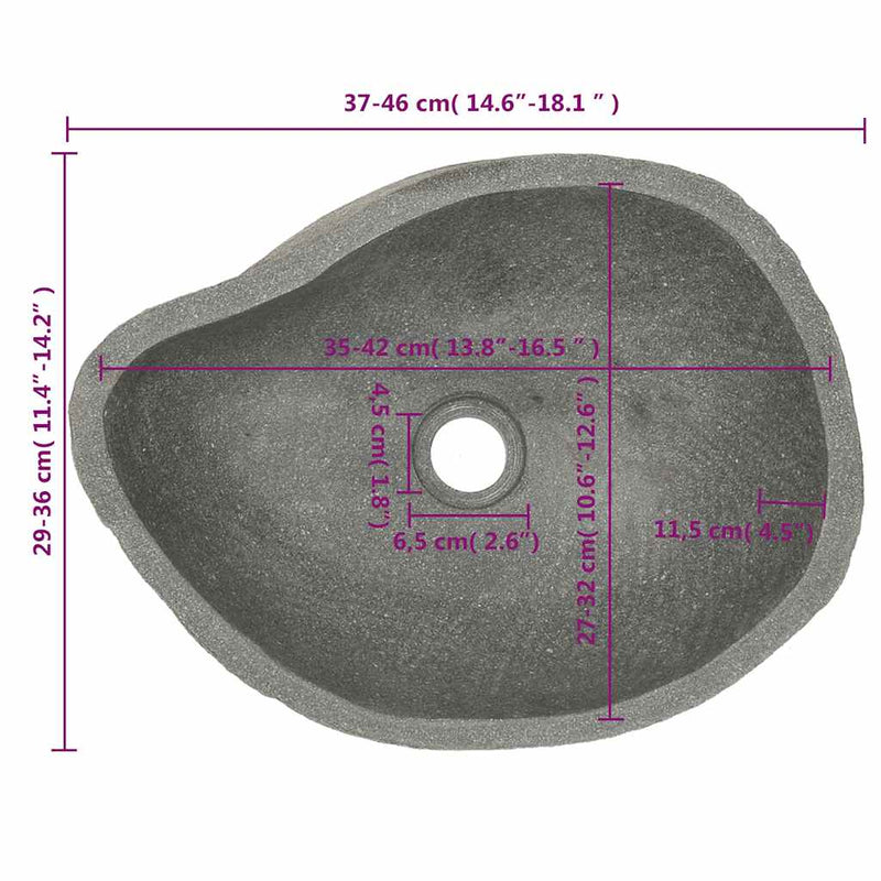 Basin River Stone Oval (36-46)x(29-36) cm