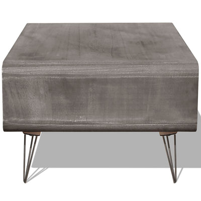 Coffee Table 90x55.5x38.5 cm Solid Paulownia Wood Grey