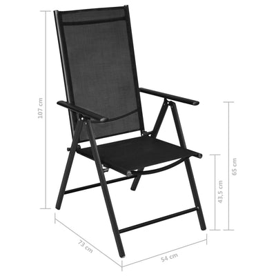 Folding Garden Chairs 2 pcs Aluminium and Textilene Black