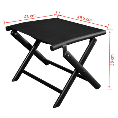 Folding Footstool Black Aluminium and Textilene