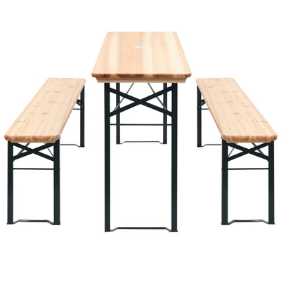 Folding Beer Table with 2 Benches 177 cm Pinewood