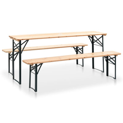 Folding Beer Table with 2 Benches 177 cm Pinewood