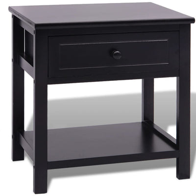 Bedside Cabinet Wood Black