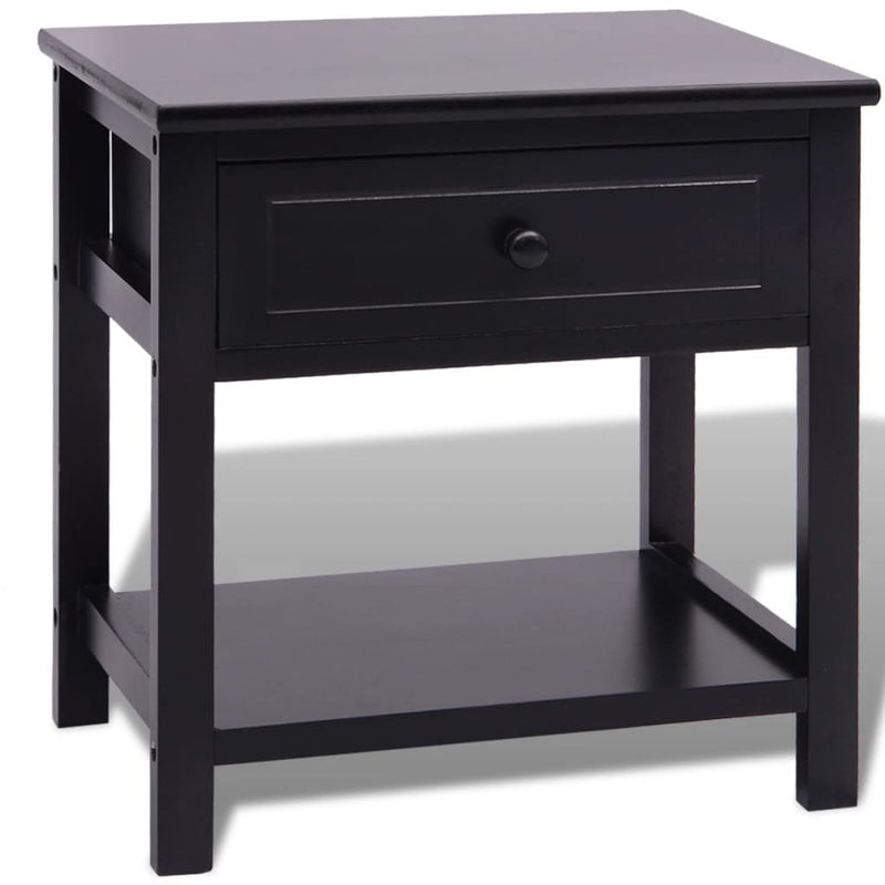 Bedside Cabinet Wood Black